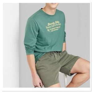 Beverly Hills Tennis Club T Shirt Mens Size M Long Sleeve Green Tournament